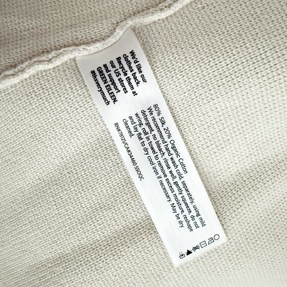 EILEEN FISHER | Silk Organic Cotton Interlock Cardigan Beige Cream | Size - Picture 6 of 8